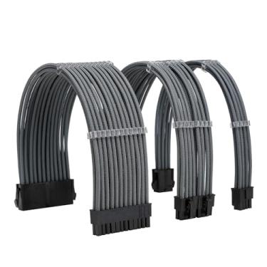 Imagem de FormulaMod Kit de cabo de alimentação de extensão de manga 18AWG ATX 24P+ EPS 8-P+PCI-E8-P com pentes para PSU para placa-mãe/GPU (cinza)