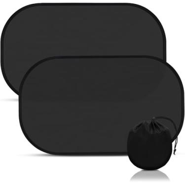 Imagem de Pacote com 2 persianas para janela de carro, 50 cm x 30 cm, bloqueador de para-sol, para-brisa, capas de tela de janela lateral para acampar, proteção contra raios UV, autosucção, privacidade, malha
