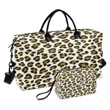 Imagem de CEBUGI Bolsa feminina acolchoada com estampa de leopardo, bolsa de viagem de fim de semana, bolsas hospitalares para trabalho de parto e parto