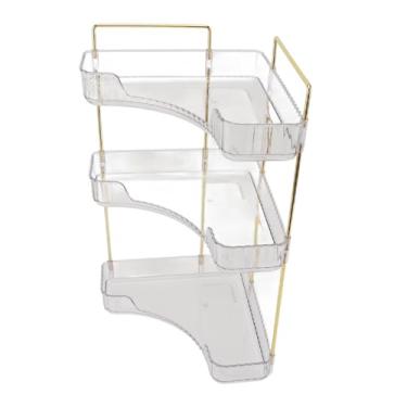 Imagem de GLOGLOW Organizador de Prateleira de Maquiagem de 3 Camadas, Ferro Plástico, Design de Canto para Cosméticos e Cuidados Com a Pele, Armazenamento de Bancada de Banheiro Uso Diário No Banheiro