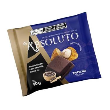 Imagem de DeCacau Chocolate Absoluto, 2 Barras de 90g, Sem Glúten, Origem América do Sul, 180g (Meio amargo com nibs 46% cacau)