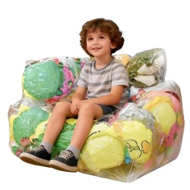 Imagem de Capa de cadeira de armazenamento de animais de pelúcia transparente à prova d'água PVC brinquedo organizador pufe assento para quarto de crianças sala de jogos (estilo 1)