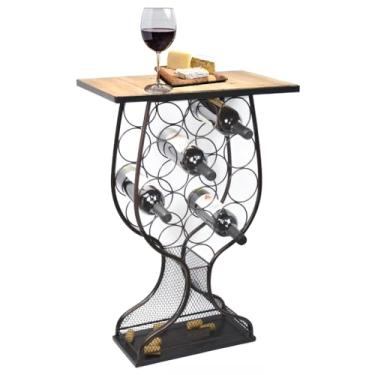 Imagem de Adega decorativa, suporte de garrafas de vinho com mesa, porta-rolas em formato de taça