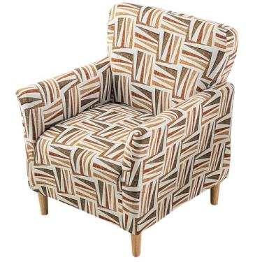 Imagem de HAOYONG Capa para cadeira de banquete elástica com braços, capa de poltrona moderna de meados do século, removível, lavável, antiderrapante, protetor de móveis para sala de estar