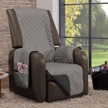 Imagem de Protetor capa para poltrona dupla face com porta objetos (Preto/Cinza)