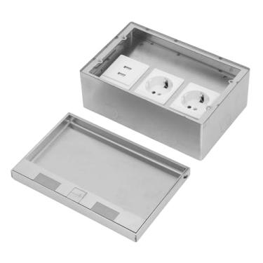 Imagem de KIMISS Kit de Tomada Plana de Aço Inoxidável Com Caixa de Saída de Piso Embutida à Prova d'água Com 2 Portas USB, Capacidade de Energia de 4KW - Ideal para Escritórios, Hotéis e Residências