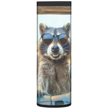 Imagem de Vasos cilíndricos para centros de mesa engraçados guaxinins dirigindo vaso de flores alto plástico personalizado decoração moderna sala de estar, 30 cm x 9,9 cm