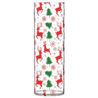 Imagem de CEBUGI Vaso de flor de alce de árvore de Natal 10 cm x 30 cm Vaso cilíndrico para flores, vaso transparente inquebrável para decoração de casa de festa de casamento