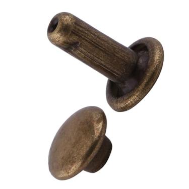 Imagem de Generic Tampa Dupla Rebite Tubular Metal Couro Artesanato Reparos Pinos para Bolsas Sapatos Chapéus 100 Peças 3/8 Polegadas (Bronze)