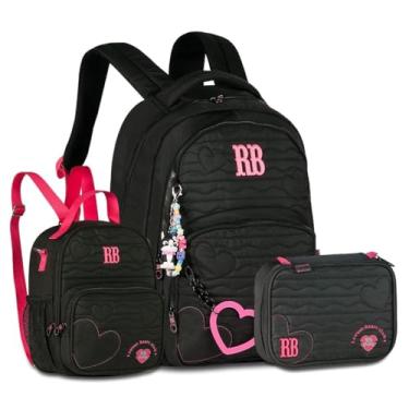Imagem de Kit Mochila com Lancheira Térmica e Estojo Escolar Rebecca Bonbon Preto