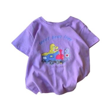 Imagem de Camiseta De Verão Casual De Manga Curta Com Decote Redondo Para Menino