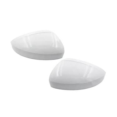 Imagem de Substituição do carro retrovisor espelho lateral capa asa tampa exterior caso de visão traseira guarnição fibra de carbono Compatível com vw tiguan 2017-2020(White)