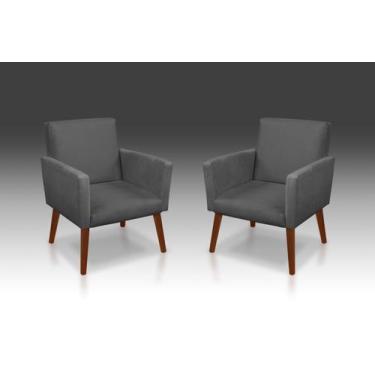 Imagem de Kit 02 poltrona nina suede grafite-modena decor  - CASA DA POLTRONA