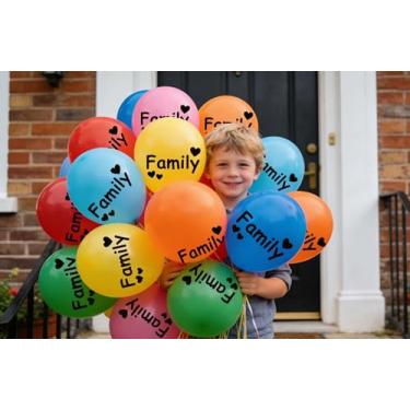 Imagem de Family Balloons, Pack of 20 Assorted Color 12Inch Family Balloons for Home Family Reunion Party, Family Gathering Party House Warming Homecoming New House Moving Party Decors