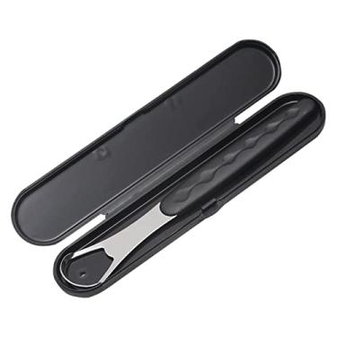 Imagem de Raspador de língua aço inoxidável com forma curva lateral limpador para adultos melhora a condição bucal reduz o mau hálito mais fresco melhor resiste