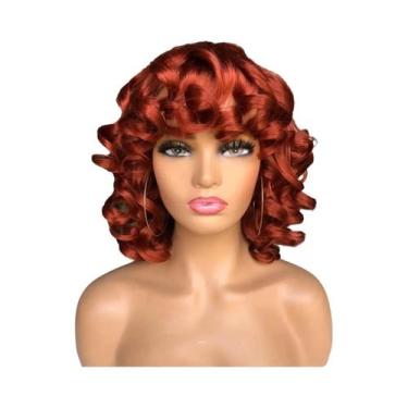 Imagem de Peruca Curta Afro Cacheada Com Franja Para Mulheres E Meninas, Peruca 