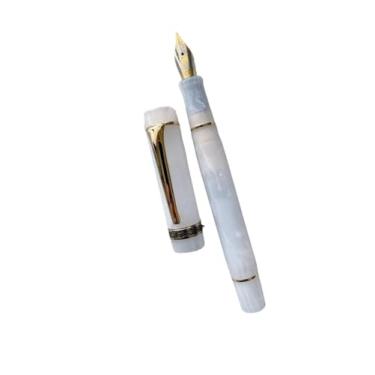 Imagem de AEHON Caneta-tinteiro acrílica lisa, 24 cores, ponta EF/F, linda estampa de mármore âmbar, caneta de tinta, presente, escritório, negócios (geleira (clipe dourado), EF (0,38 mm))