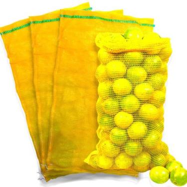 Imagem de 50 Sacos Rafia 38X77 Rede Amarela P/ 15kg Frutas Legumes - PMG Embalag