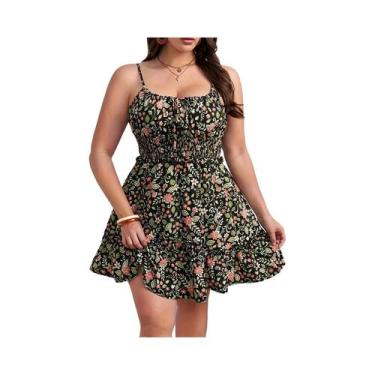Imagem de Vestido Sem Mangas Com Estampa Floral plus Size Para Mulheres, Elegant