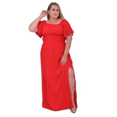 Imagem de Vestido Tamanho Grande Ciganhinha Com Fenda Lateral Plus Size Manga Go