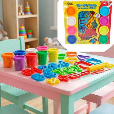 Imagem de Massinha Modelar Números Letras Colorido Brinquedo Educativo