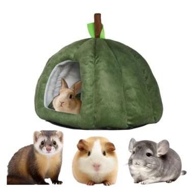 Imagem de Copfeu Caverna de cama de porquinho da índia design bonito abóbora inverno quente aconchegante esconderijo para coelho coelho furão chinchila ouriço gatinho filhote de lã lavável gaiola acessórios de