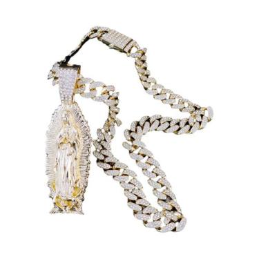 Imagem de Colar Com Pingente De Nossa Senhora Em Ouro 14K, Estilo Hip Hop Rock P