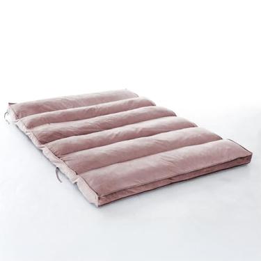 Imagem de Futon Almofada Dobrável de Espuma Casal 128x188x10cm – Confortável, Versátil e Fácil de Guardar – Colchão Auxiliar, Colchonete e Assento para Ambientes Compactos (Rosê)