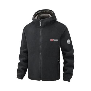 Imagem de Jaqueta Masculina De Moletom Grosso Com Capuz, Quente, Corta-Vento, Es