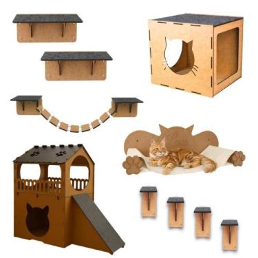 Imagem de Playground De Parede Para Gatos MDF Brinquedo Circuito MONDO BOX - Mon