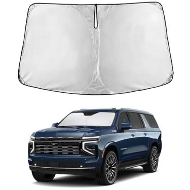 Imagem de EcoNour Para-brisas para Chevrolet Suburban 2021–2025 | Persiana para janela frontal de ajuste personalizado | Bloqueia raios UV prejudiciais e reduz o calor | Viseira dobrável com bolsa de
