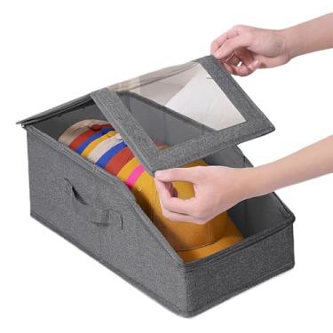 Imagem de Caixa organizadora de chapéus - 2 peças empilháveis para economia de espaço, caixa de armazenamento de chapéus, organização de armário - para casa, apartamento, quarto, sala de estar, dormitório