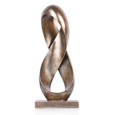 Imagem de XIYOUQI Escultura decorativa de fita abstrata moderna, esculturas de nó, decoração de casa, estátuas de mesa de café, decoração de mesa de sala de jantar (Bronze)