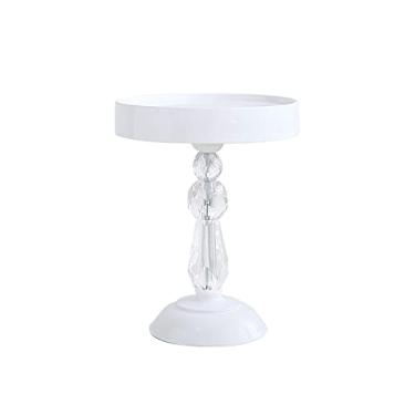 Imagem de Suporte de bolo branco, adereços de casamento, espelho de vidro, bandeja de chá da tarde, bandeja de bolo adequada para casamento, festa, banquete, suporte de cupcake de aniversário (B)