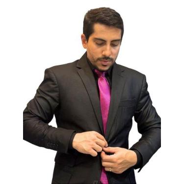 Imagem de Terno Slim Masculino Preto Poliviscose Encerado T&C de Corte Italiano,