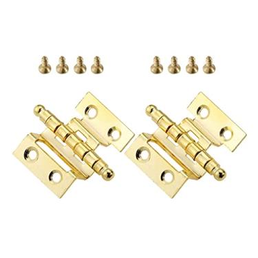 Imagem de 2 peças dobradiças decorativas para móveis dourados, porta de armário, bagagem, coroa, dobradiça, 8 furos, decoração para caixa de joias de madeira vintage, 40 mm