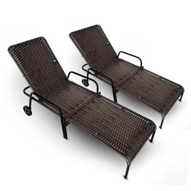 Imagem de Kit 2 Espreguiçadeiras Fibra Sintética - Type Decor, Tabaco