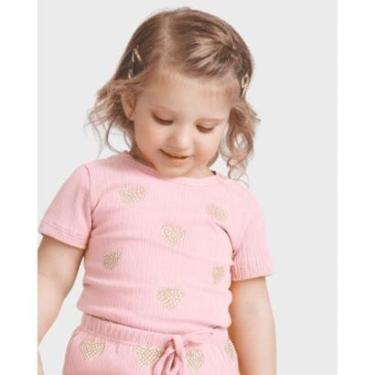 Imagem de Blusa com estampa coração verão brilho fofo leve fresquinho - Vermelho e Rosa - Menina 1 a 4 anos-Feminino