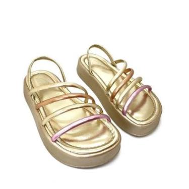 Imagem de Papete  Feminina Ilha Bela Tira Elastic Metalic Queen Ouro/Cores Metalizadas Ref: 8311.81041-Feminino