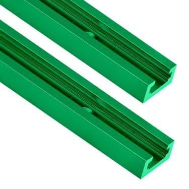 Imagem de Seekliny 2 peças de trilho em T para marcenaria 91,4 cm verde corte duplo pré-perfurado, 91,4 cm trilhos universais em T de alumínio verde
