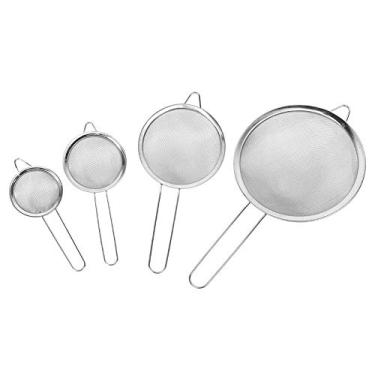 Imagem de Peneira de farinha de 4 peças, peneira de farinha de aço inoxidável para cozinha, peneira de farinha manual, coador de cozinha, ferramenta de cozimento
