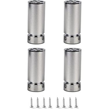Imagem de Pernas de sofá de liga de alumínio, pernas de móveis, pés de suporte de metal, pernas de armário ajustáveis para camas, mesas de café, cadeiras com parafusos e almofadas protetoras (tamanho: 25 cm/10