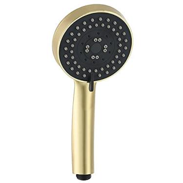 Imagem de Chuveiro de mão cabeça de chuveiro ABS de alta pressão cabeça de chuveiro de mão com economia de água 5 funções cabeça de chuveiro de mão de chuva (cor: cinza pistola) (ouro escovado) (ouro escovado)