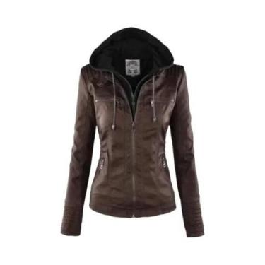 Imagem de Jaqueta Feminina Gótica Preta De material sintético Com Capuz Para Inv