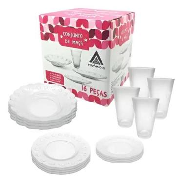 Imagem de Aparelho de Jantar 16 peças texturizado em vidro. - Piramide