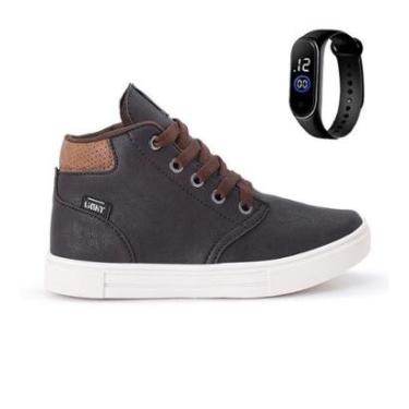 Imagem de Tênis Botinha Infantil Masculino Casual Cano Alto Confortavel + Relogio-Masculino
