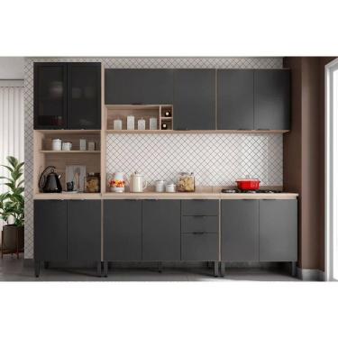 Imagem de Cozinha Modulada Demóbile 5 Peças Firenze C5P156 Avena/Grafito