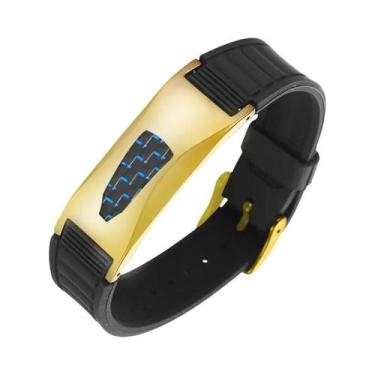 Imagem de Pulseira Esportiva Magnética Unissex De Silicone E Fibra De Carbono 7 