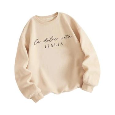 Imagem de Moletom Feminino Multicolorido Y2K Com Estampa La Dolce Vita, Pullover
