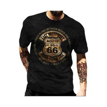 Imagem de Camiseta Vintage Oversized Masculina US Route 66 Tamanho Europeu Casua
